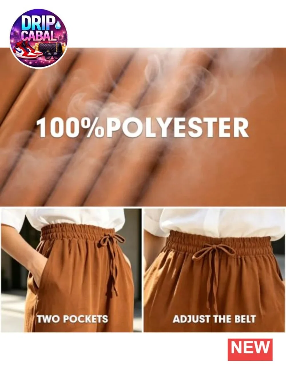 Women's High Waist Wide Leg Flowy Palazzo Pants with Pockets 100% Polyester